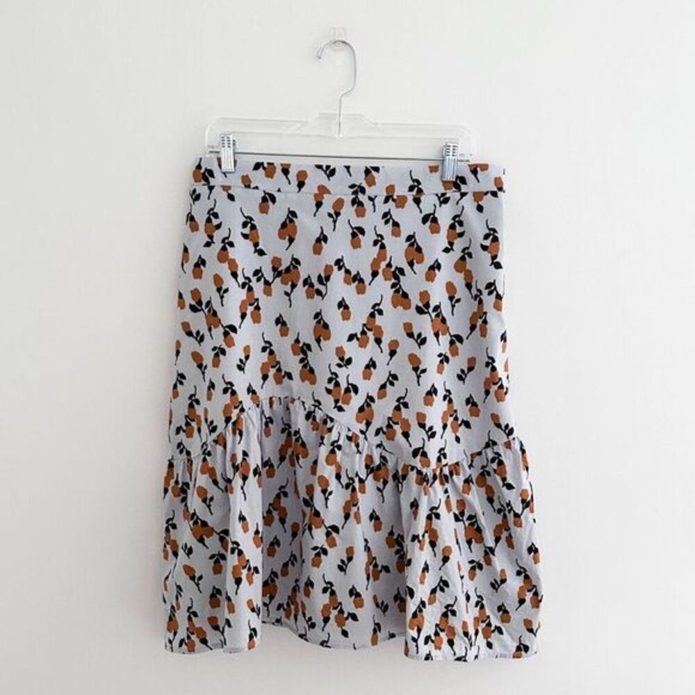 Code X Mode Cotton Floral Skirt Blue Black Amber With Ruffle Flounce Size Large